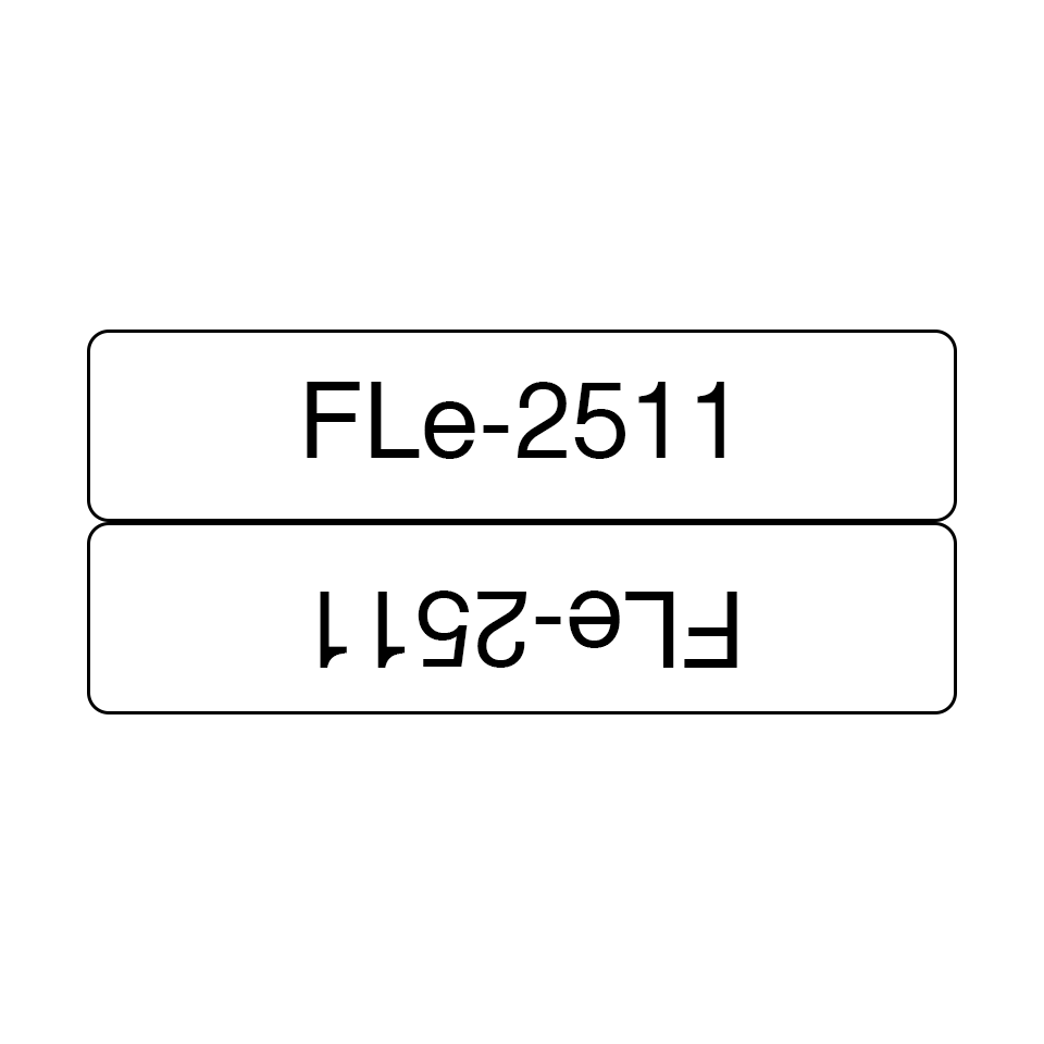 Casetă cu etichete pretăiat Brother FLe-2511 - negru pe alb, lățime de 21mm